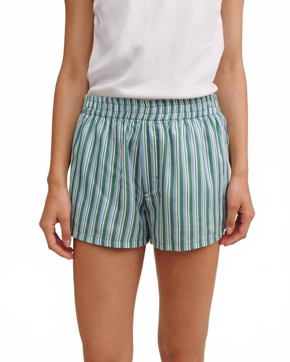 NEW BELLA DAHL boxer relaxed short in emerald surf stripe